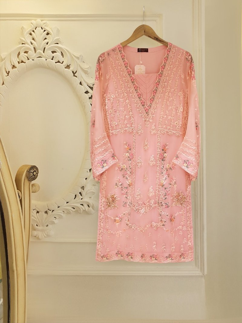 Agha Noor Original - Pure Chiffon, Hot Pink, Size: XL